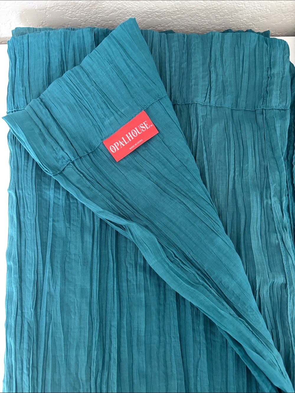 OPALHOUSE TEAL Crushed Sheer Curtain Set 84” length